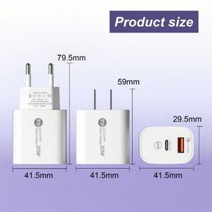 HOT Dual Usb Port for Phone 13 14 15 16 <b>Adapter</b> PD 20W USB <b>C</b> QC 3.0 Fast Charger US <b>Plug</b> Wall Charger A+<b>C</b> for Android Phones - Product Image 5