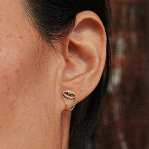 CANNER 925 Sterling Silver Personalized Eye Green Zircon <b>Chain</b> Tassel <b>Stud</b> <b>Earrings</b> Jewelry Safty Hypoallergenic <b>Stud</b> <b>Earring</b> - Product Image 5