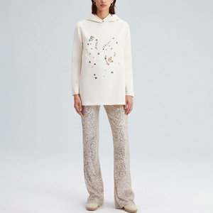 Sweat à capuche multicolore personnalisé, décontracté, de haute qualité, respirant et anti-boulochage avec fente latérale en strass - Product Image 2