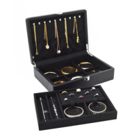 2026 FANDIJI Vente en gros : Coffret de rangement de bijoux de luxe en cuir PU pour bagues, colliers, bracelets et boucles d'oreilles