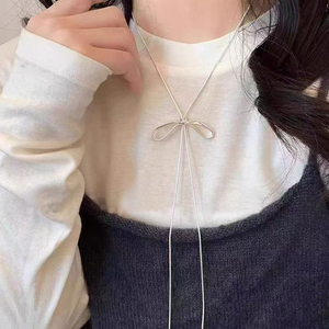 Minimalist Y <b>Necklace</b> Adjustable Sliding Snake Chain <b>Necklaces</b> Vintage <b>Long</b> Bowknot Drop Lariat <b>Necklace</b> Jewelry for Women - Product Image 1