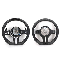 Volant sport en cuir semi-perforé en fibre de carbone sèche avec LED pour BMW F10 F11 F30 F36 M3 F80 M4 F82 M2 F87 X5 E70 E90 E92