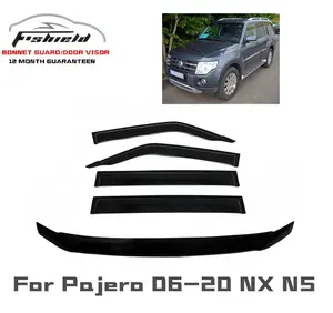 For Mitsubishi Pajero 2006-2020 NS NX Window Visor Vent Sun Shade Rain Guard Door Visor And Bonnet Guard Combo