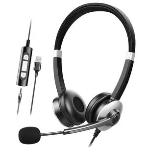 3.5mm Jack Headphones with Inline volume control and Noise Cancelling Microphone, computer headset with microphone