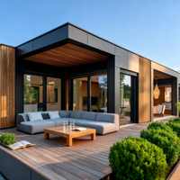Maisons préfabriquées modernes en acier léger imperméables, villa, bureau, magasin, toilettes, avec panneaux sandwich, alimentées à l'énergie solaire