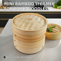 Ensemble de panier à vapeur en bambou pour cuisinière à gaz organique multifonctionnelle de 10 à 14 pouces pour le riz, les petits pains et les boulettes.