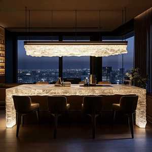 高端定制发光大理石现代酒吧吧台半透明天然材质LED照明酒店家用吧台 - Product Image 2