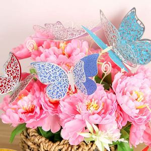 Wedding Festival Decoration 12 Pieces Double Layer Color Hollow Butterfly 3D Hollow <b>Paper</b> Butterfly Cake Decorating Supplies - Product Image 4