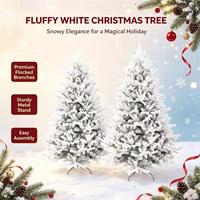 UMIND 270CM Riesiger Beflockter Weihnachtsbaum Künstlicher Schneebedeckter Kiefernbaum mit Metallständer für Außen-Weihnachtsdekoration