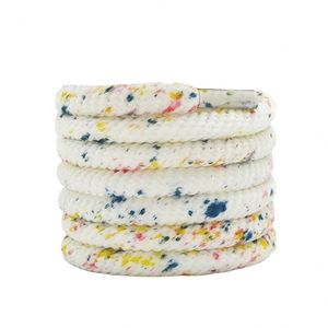 Par de cordones de poliéster de 6 mm con diseño de salpicaduras de tinta coloridas para zapatillas blancas, mocasines y zuecos, redondos y gruesos - Product Image 1
