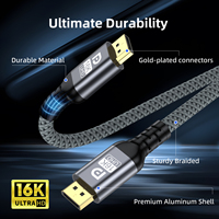 Câble DisplayPort haute vitesse 16K HD, logo personnalisé, DP 2.1 mâle-mâle, paire torsadée pour jeux et conception, 8m 1.8m 2m 1m, caméra
