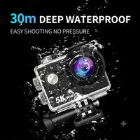 Caméra d'action 5K 30FPS, étanche jusqu'à 30 m, stabilisation pour les aventures, les sports, le vlogging, le surf, la plongée en apnée, la moto