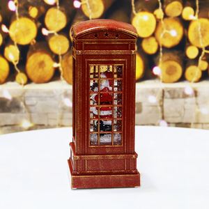 New Christmas Decoration Supplies Santa Red Telephone Booth Lantern Glitter Water Spinning for Christmas Ornaments <b>Lights</b> - Product Image 4