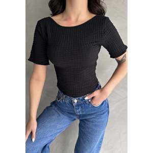 DEFILE Brand <b>Red</b> Basic Backless Textured Waffle <b>Blouse</b> for Women, Stylish and Comfortable Polyester Lycra Blend Top - Product Image 2