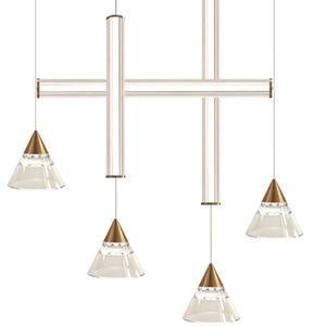 Designer High-End Strip Glass Chandelier Minimalist Luxury Horizontal Vertical Combination for <b>Dining</b> Room Living Room - Product Image 5