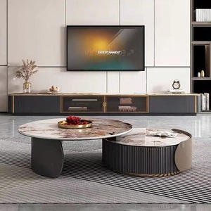 Bàn trà tròn phong cách nhẹ nhàng sang trọng, bàn trà phòng khách, bàn trung tâm bằng kim loại - Product Image 5