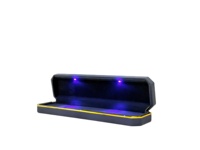 Boîte à bracelet LED octogonale prête à l'emploi, noire, avec chaîne longue, logo personnalisé disponible