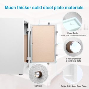 Cassaforte domestica grande TIGERKING da 3,7 piedi cubi, acciaio resistente da 66 libbre, doppio allarme, chiusura con chiave e password, antifurto, bianca - Product Image 5