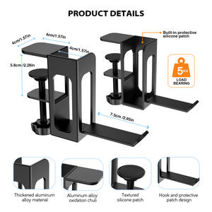 Plateau en métal Organisateur de rangement latéral pour ordinateur portable Pince sans perceuse Support d'étagère de bureau Organisateur de tiroir suspendu pour le bureau - Product Image 3
