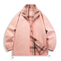 Veste réversible à carreaux streetwear zippée pour homme – Manteau décontracté double face