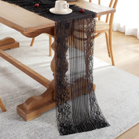 Chemin de table en dentelle de coton moderne Ychon, personnalisable, romantique, en polyester lavable pour fêtes, mariages, hôtels et usage domestique