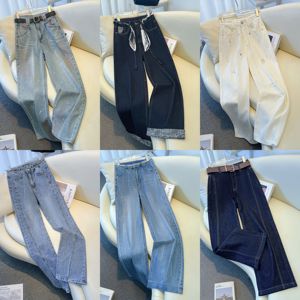 Pantalones Vaqueros de <span class=keywords><strong>Mujer</strong></span> de Pierna Recta y Ancha con Diamantes de Imitación, Súper Ventas Primavera y Otoño, Ropa de Calle para Dama, Venta al Por Mayor a Bajo Precio - Product Image 4