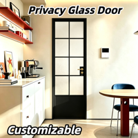 Porte d'entrée battante moderne en alliage cintrée avec verre dépoli, cadre fin, résistante à l'humidité, pour salle de bain, ouverture latérale, garantie 5 ans