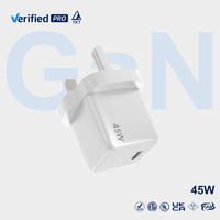 Chargeur mural USB-C TKT 45W, prise UK, port unique, adaptateur de charge rapide PD pour iPhone et tablette, chargeur compact d'usine OEM