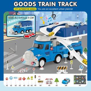 Ensemble de jeu pour enfants : Excavatrice, grue d'ingénierie, train de marchandises, circuit de course avec voitures - Product Image 2