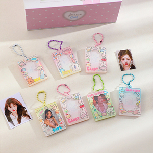 พวงกุญแจอะคริลิคใส่รูปนักเรียนการ์ตูนอนิเมะขนาด 1 นิ้ว พร้อมส่ง ขายส่ง รูปถ่ายเคลือบลามิเนต กรอบรูปแบบกำหนดเองได้ รูปไอดอล - Product Image 1