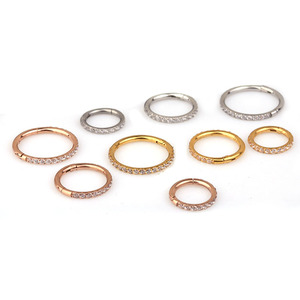 Classico <span class=keywords><strong>Piercing</strong></span> a Cerchio Huggie con Segmento a Cerniera in Acciaio Inossidabile Showfay da 6mm/8mm/10mm con Zirconia Cubica per Daith, Tragus, <span class=keywords><strong>Orbital</strong></span>, Conch, Helix - Product Image 2
