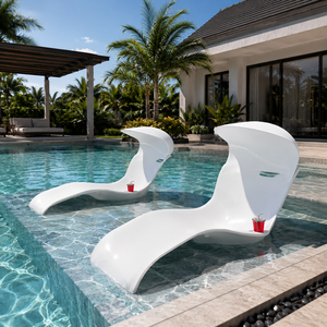 Silla de piscina de fibra de vidrio, tumbona impermeable para exteriores con almohada para piscinas de resort. - Product Image 4