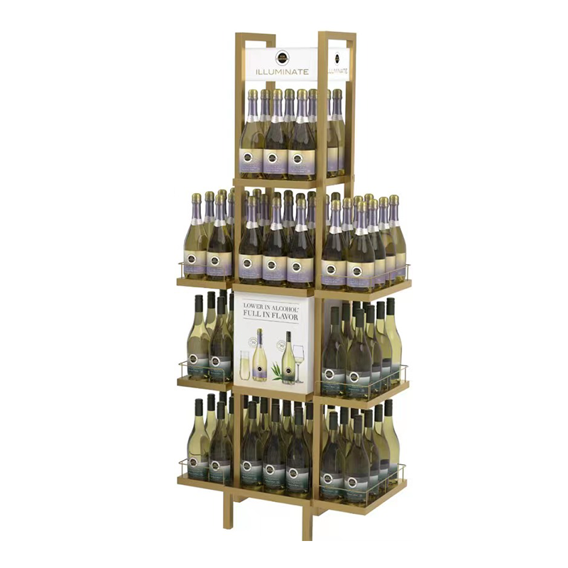 Apache Customizable Modern for Floor Standing Metal Wine Bottle Display Racks Custom Logo Painted Finish Hot Selling for — view 3