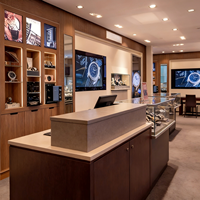 Vitrine de Luxe en Bois Massif pour Centre Commercial avec Éclairage LED et Vitrine en Verre Réglable pour Kiosque à Crêpes