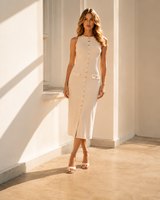 Robe en tricot côtelé personnalisée, faible MOQ, OEM ODM pour les marques de mode DTC et les designers indépendants
