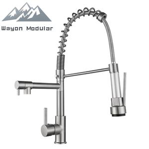 Robinet de cuisine Wayon en acier inoxydable SUS304 avec douchette extractible à ressort, double sortie pour eau potable, modè<span class=keywords><strong>le</strong></span> CE CUPC WW-CFLT-01057 - Product Image 4