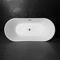 Baignoire intérieure moderne de luxe Baignoires autoportantes en acrylique à surface solide, noires et blanches à la mode