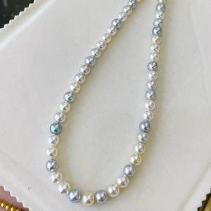 Collar de Perlas de Agua Dulce Akoya Redondas de 6-8 mm, Color Caramelo Mixto, Cadena Larga, Rechazo de Revisión, Tonos de Color Único - Product Image 3