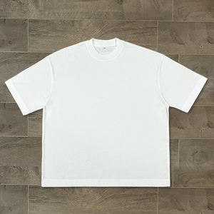 T-shirt blanc d'été à col rond en molleton bouclette, style streetwear, coupe oversize, en coton épais, pour homme - Product Image 1