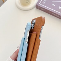 Pour iphone 14/15/16/17 Series Lychee Pattern Card case Phone case Solid Color Trendy Phone case with a Small Bag to Coins