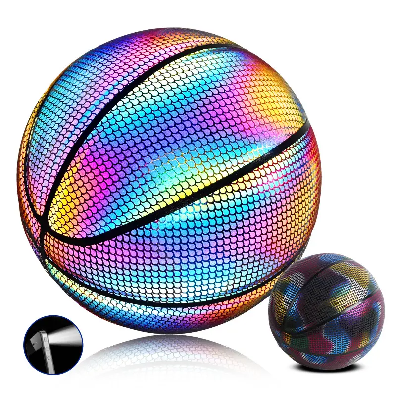 Flash holográfico brillante reflectante para baloncesto, No. 7 fluorescente, No. 7, para adultos