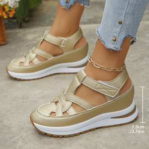 Sandalias de Mujer Talla Grande Primavera 2025 Estilo Europeo Americano con Tacón Inclinado, Hebilla Romana y Amortiguación, Talla 43 - Product Image 3