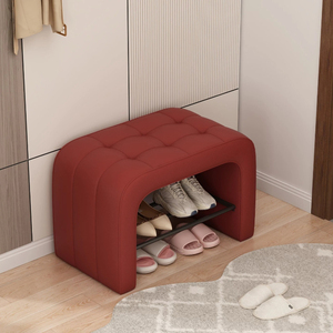 <span class=keywords><strong>Banc</strong></span> à chaussures intégré rembourré, <span class=keywords><strong>banc</strong></span> à chaussures en cuir PU capitonné à canaux verticaux, étagère métallique ouverte à 2 niveaux - Product Image 4