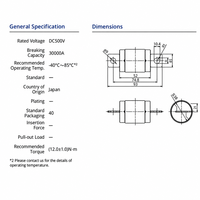Fusible en alliage de cuivre haute tension pour VE DC500V 15A-50A, norme UL pour véhicules électriques hybrides, circuit basse température, vente en gros