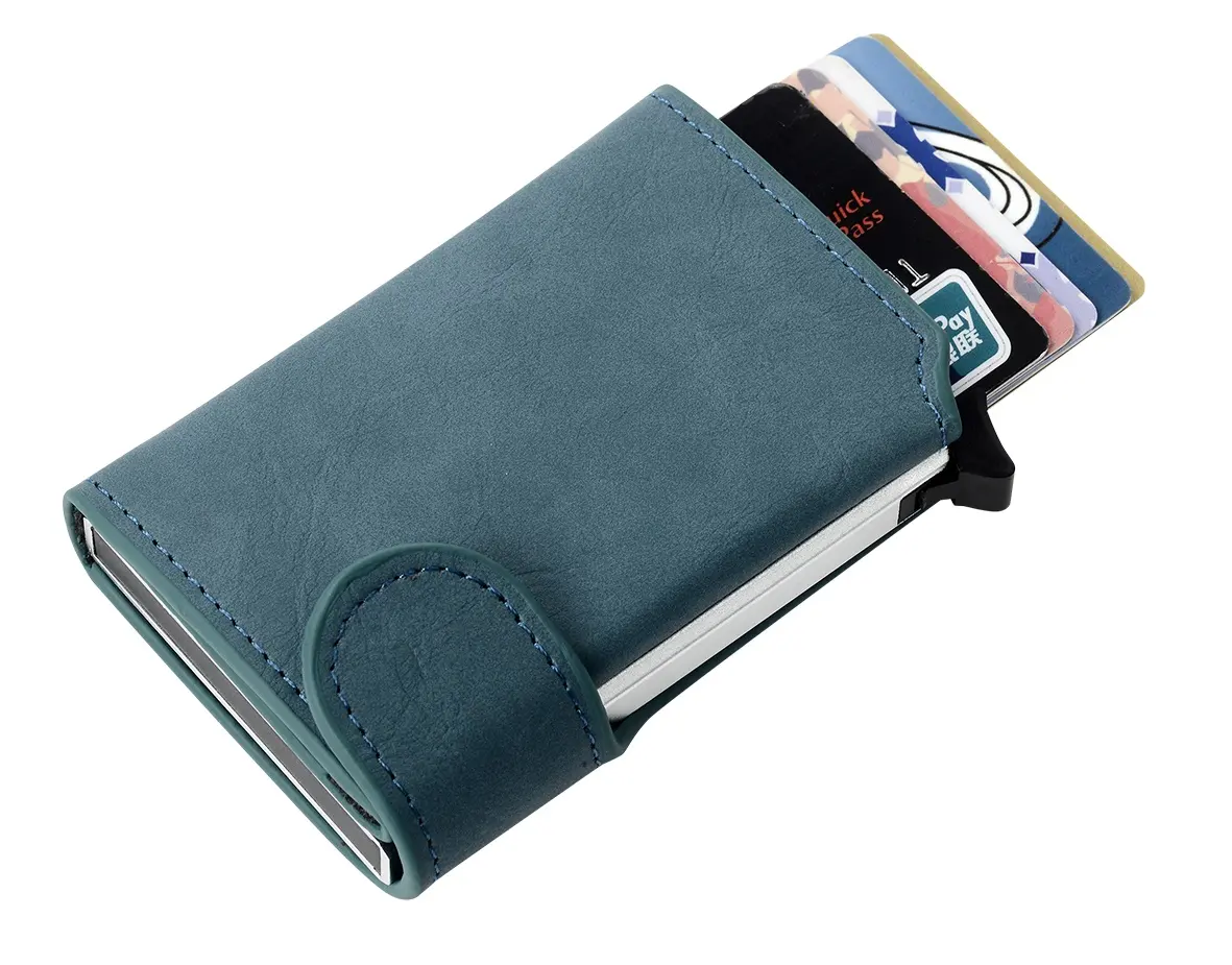 Carteira masculina compacta de couro legítimo, carteira compacta masculina feita em couro legítimo com tecnologia rfid, com compartimento para cartões de crédito