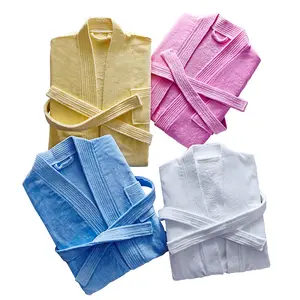 Wholesale Bathrobes Unisex Velour Terry 100% Cotton Casual Home Hotel White Pink Gray Yellow Brown Blue Green 120cm Free Size