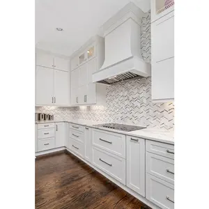 American White Shaker Design Kitchen Cabinets Solid Wood Luxury Ready To Assemble For Luxury Home Builder