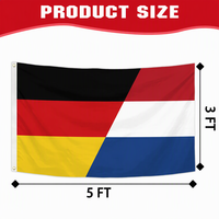 Drapeau personnalisé en polyester 3x5 pieds, drapeau Allemagne Pays-Bas, bannière robuste combinée Allemagne Pays-Bas avec œillets pour jardin et maison
