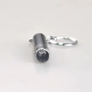 Mini chaveiro de alumínio com led, chaveiro promocional personalizado de alumínio com lanterna led de 395nm uv
