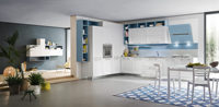JINGSHUN Armoire de rangement de cuisine de style méditerranéen bleue Ensemble complet Meubles d'intérieur en bois massif Fabricant de meubles Station unique